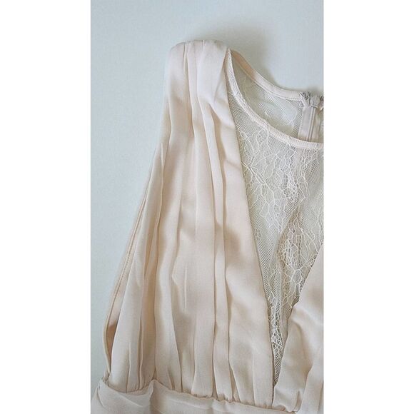 Lulus Dreamy Devotion Gardenia Lace Chiffon Beige Sleeveless Maxi Dress Small - Picture 8 of 12